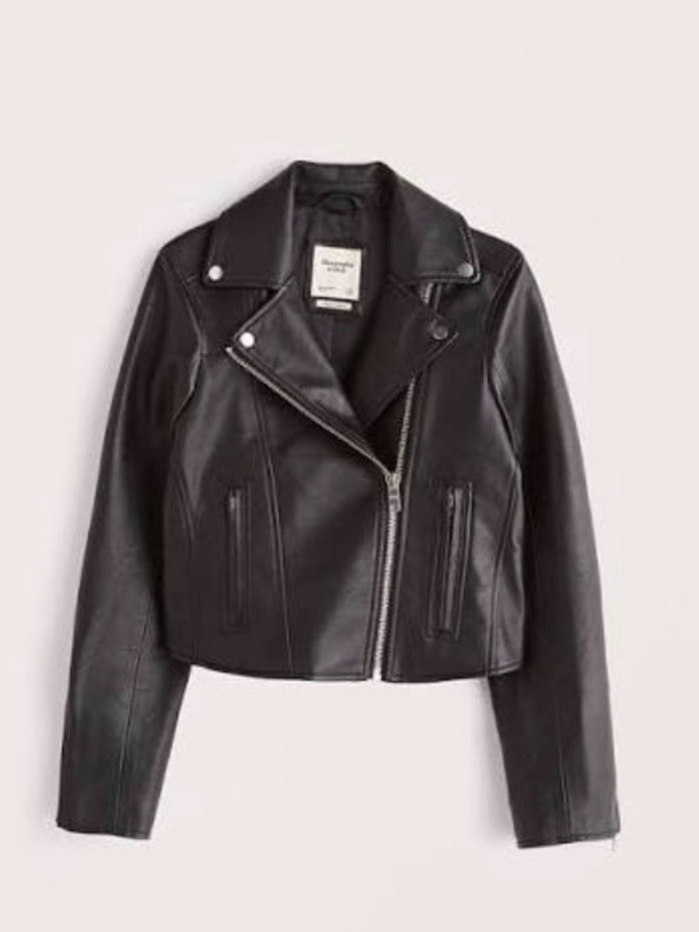 Abercrombie & Fitch Black Leather Asymmetric Moto Jacket